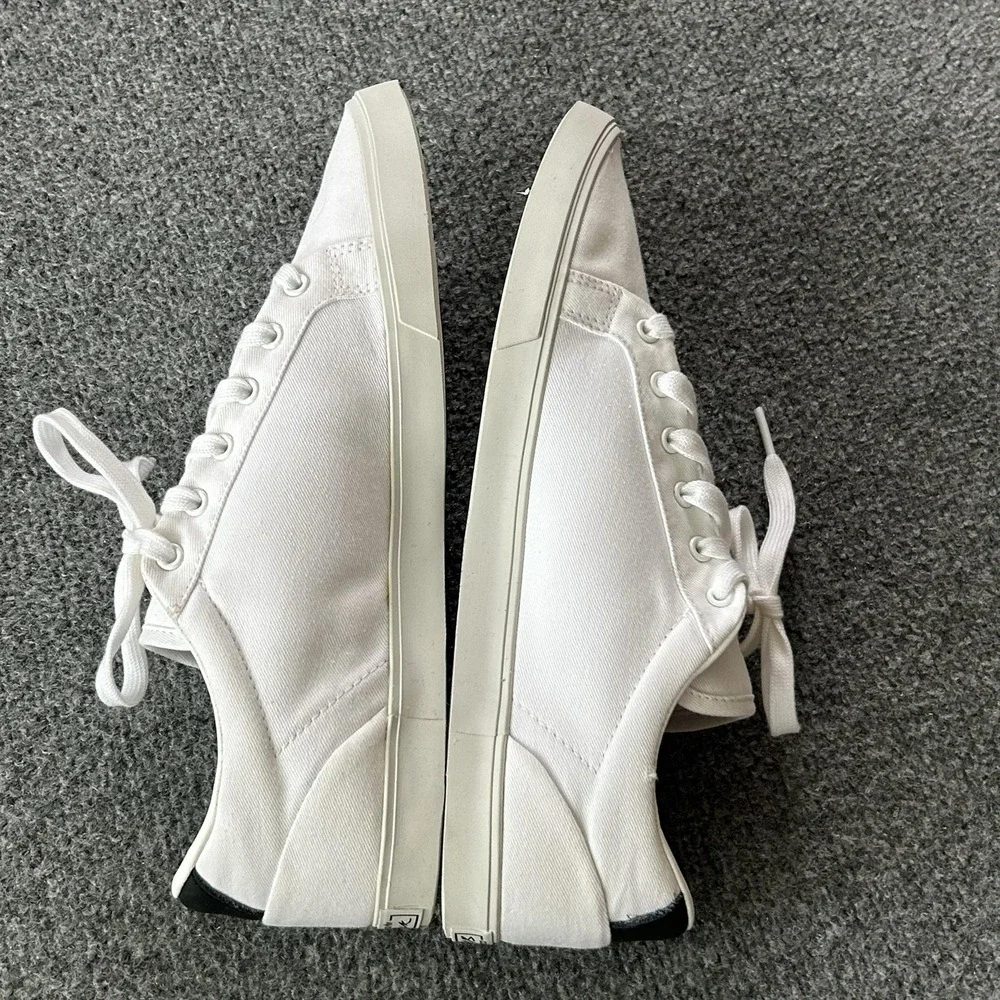 Adidas Shoes Womens Size 11 White Sleek Lo W Canvas Rainbow Logo Sneakers FW2442
